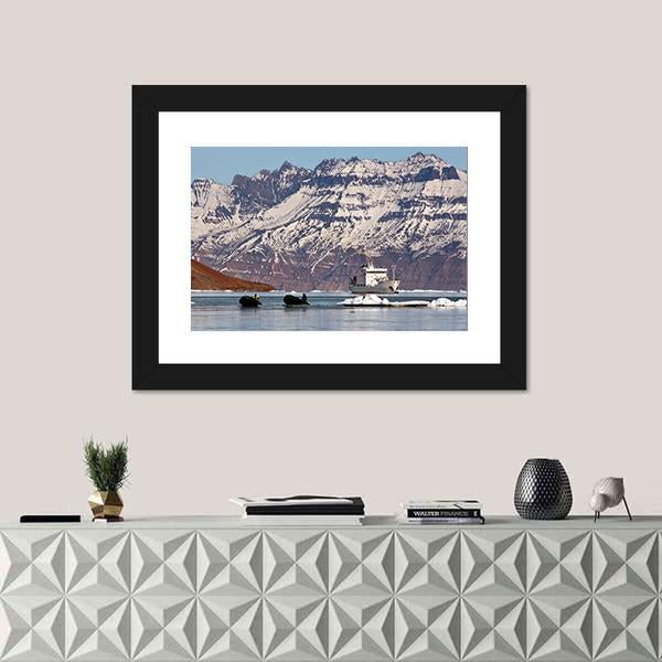 Tourist Icebreaker In Scoresbysund Canvas Wall Art-1 Piece-Framed Print-20" x 16"-Tiaracle