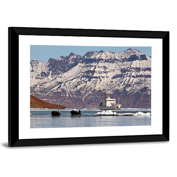 Tourist Icebreaker In Scoresbysund Canvas Wall Art-3 Horizontal-Gallery Wrap-25" x 16"-Tiaracle