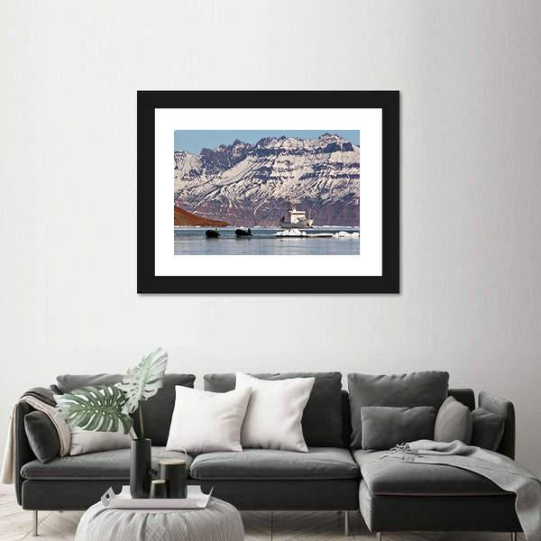 Tourist Icebreaker In Scoresbysund Canvas Wall Art-5 Horizontal-Gallery Wrap-22" x 12"-Tiaracle
