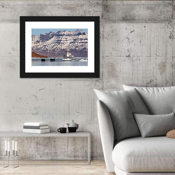 Tourist Icebreaker In Scoresbysund Canvas Wall Art-3 Horizontal-Gallery Wrap-25" x 16"-Tiaracle