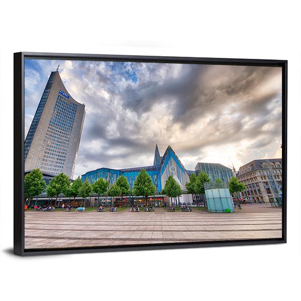 Tourists In Augustusplatz Canvas Wall Art-3 Horizontal-Gallery Wrap-25" x 16"-Tiaracle