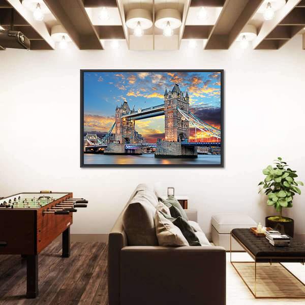 Tower Bridge in London UK Canvas Wall Art-5 Horizontal-Gallery Wrap-22" x 12"-Tiaracle