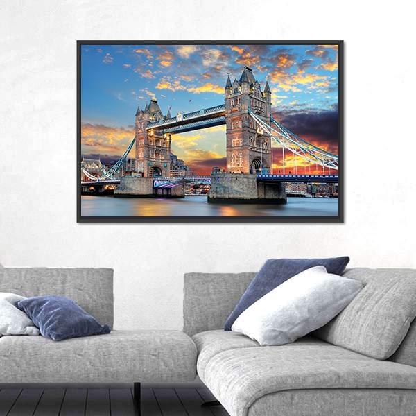 Tower Bridge in London UK Canvas Wall Art-5 Horizontal-Gallery Wrap-22" x 12"-Tiaracle
