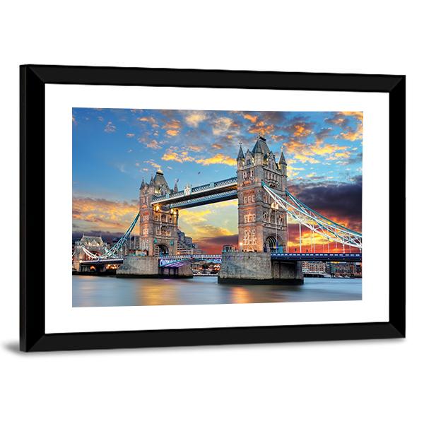 Tower Bridge in London UK Canvas Wall Art-5 Horizontal-Gallery Wrap-22" x 12"-Tiaracle