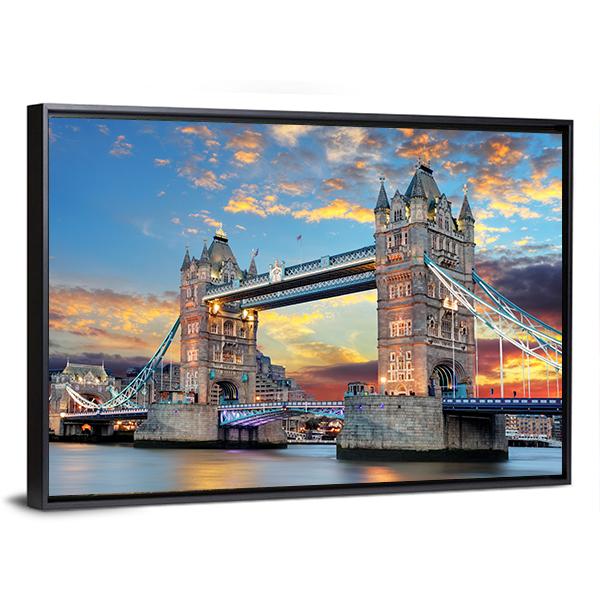 Tower Bridge in London UK Canvas Wall Art-5 Horizontal-Gallery Wrap-22" x 12"-Tiaracle