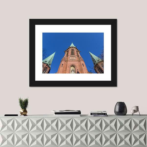 Towers Of The Lamberti Church In Oldenburg Canvas Wall Art-1 Piece-Framed Print-42" x 14"-Tiaracle