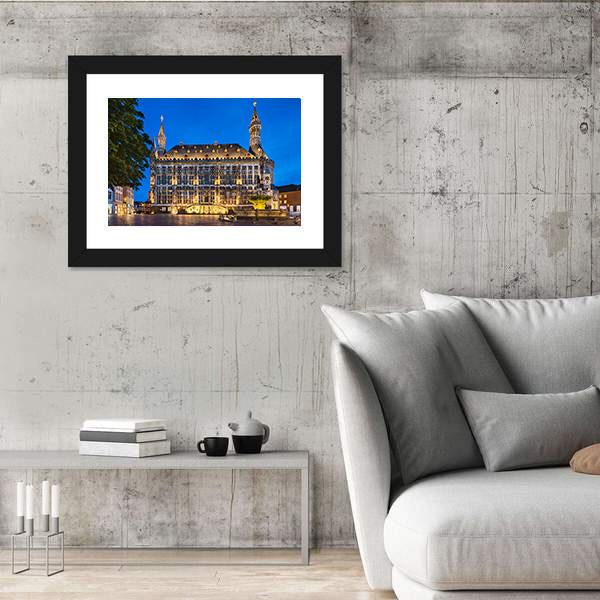 Town Hall Of Aachen Canvas Wall Art-5 Horizontal-Gallery Wrap-22" x 12"-Tiaracle