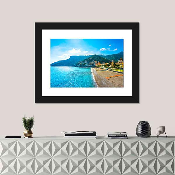 Town In Amalfi Coast Canvas Wall Art-1 Piece-Framed Print-20&quot; x 16&quot;-Tiaracle