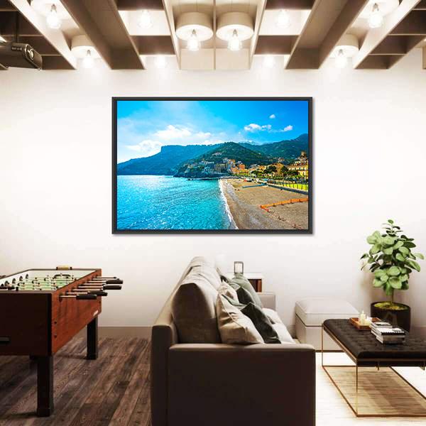Town In Amalfi Coast Canvas Wall Art-3 Horizontal-Gallery Wrap-25" x 16"-Tiaracle