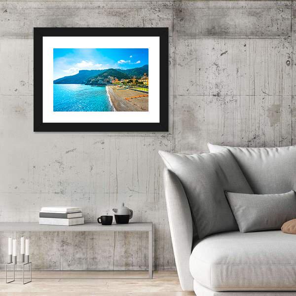 Town In Amalfi Coast Canvas Wall Art-5 Horizontal-Gallery Wrap-22" x 12"-Tiaracle