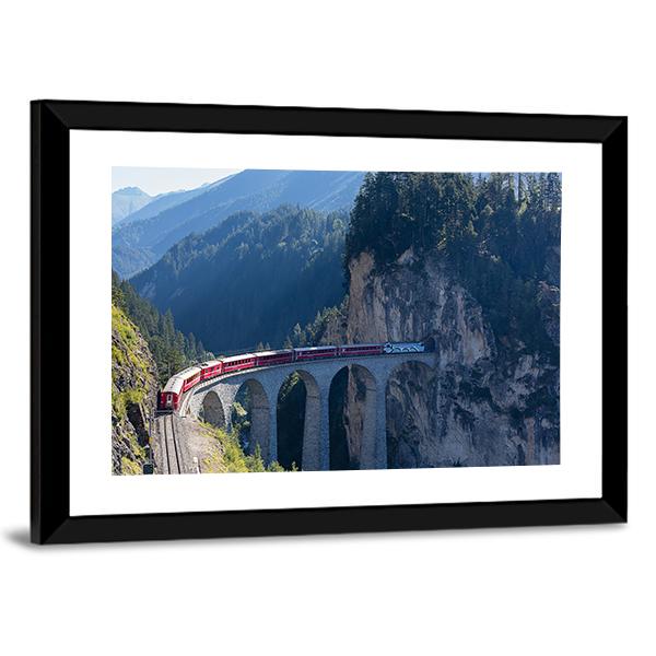 Train In Filisur Canvas Wall Art-5 Horizontal-Gallery Wrap-22" x 12"-Tiaracle