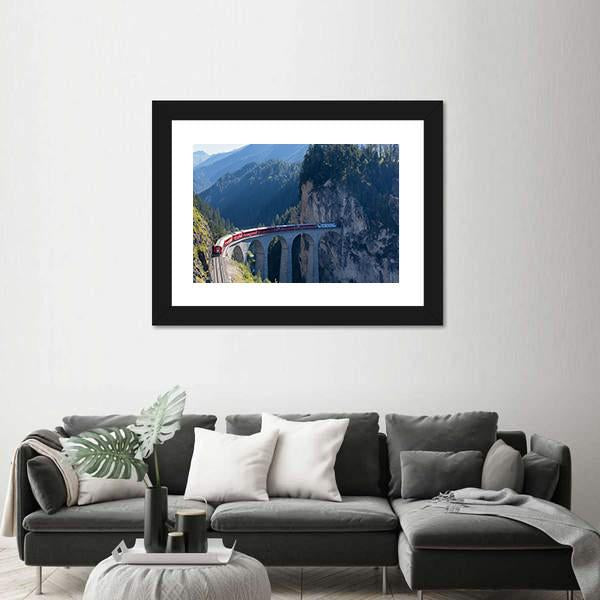 Train In Filisur Canvas Wall Art-5 Horizontal-Gallery Wrap-22" x 12"-Tiaracle