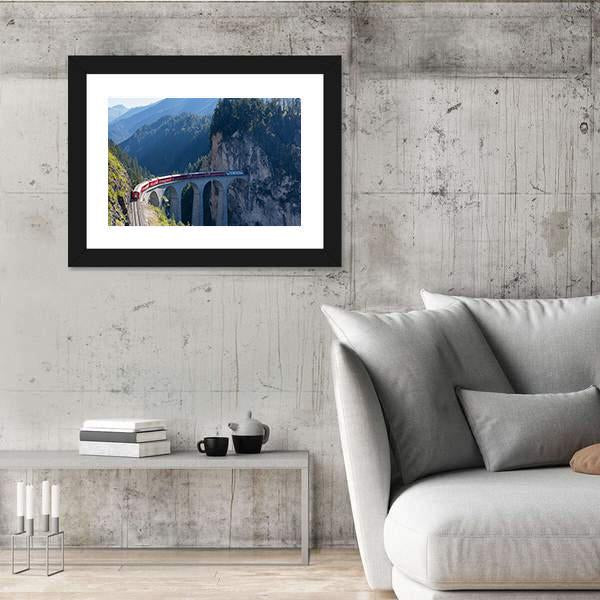 Train In Filisur Canvas Wall Art-5 Horizontal-Gallery Wrap-22" x 12"-Tiaracle