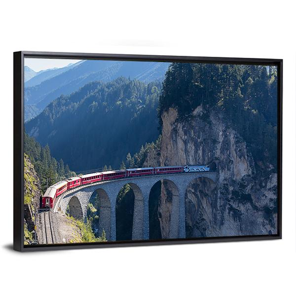 Train In Filisur Canvas Wall Art-5 Horizontal-Gallery Wrap-22" x 12"-Tiaracle