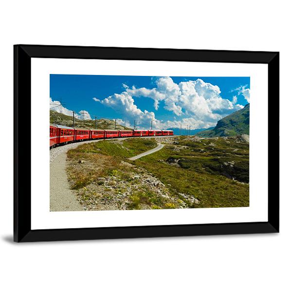 Train Travel In The Swiss Mountains Canvas Wall Art-5 Horizontal-Gallery Wrap-22" x 12"-Tiaracle