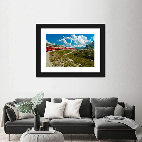 Train Travel In The Swiss Mountains Canvas Wall Art-5 Horizontal-Gallery Wrap-22" x 12"-Tiaracle