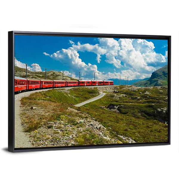 Train Travel In The Swiss Mountains Canvas Wall Art-5 Horizontal-Gallery Wrap-22" x 12"-Tiaracle