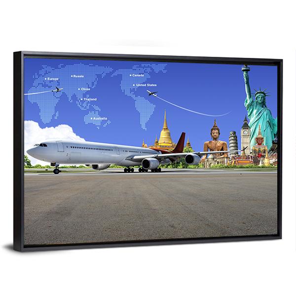 Travel The World Canvas Wall Art-3 Horizontal-Gallery Wrap-25" x 16"-Tiaracle