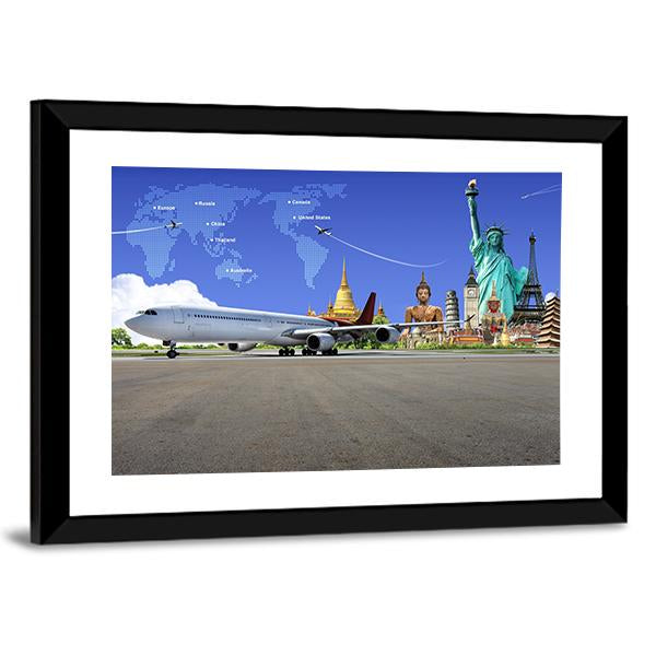 Travel The World Canvas Wall Art-3 Horizontal-Gallery Wrap-25" x 16"-Tiaracle
