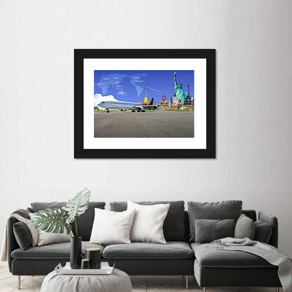 Travel The World Canvas Wall Art-3 Horizontal-Gallery Wrap-25" x 16"-Tiaracle