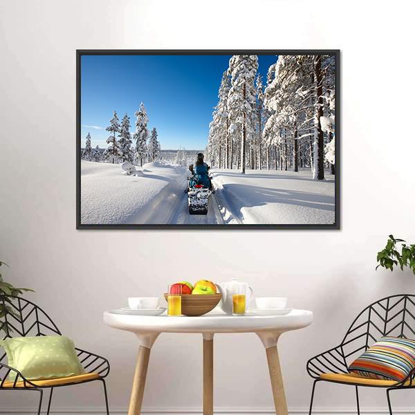 Traveling In Finnish Lapland Canvas Wall Art-1 Piece-Floating Frame-24" x 16"-Tiaracle