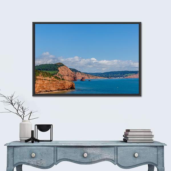 Travelling At Jurassic Coast Seaside Canvas Wall Art-1 Piece-Floating Frame-24" x 16"-Tiaracle