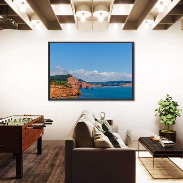 Travelling At Jurassic Coast Seaside Canvas Wall Art-3 Horizontal-Gallery Wrap-25" x 16"-Tiaracle