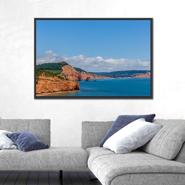 Travelling At Jurassic Coast Seaside Canvas Wall Art-3 Horizontal-Gallery Wrap-25" x 16"-Tiaracle
