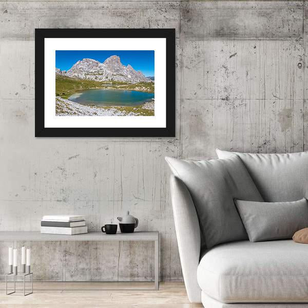 Tre Cime Lake In Dolomites In Italy Canvas Wall Art-3 Horizontal-Gallery Wrap-25" x 16"-Tiaracle