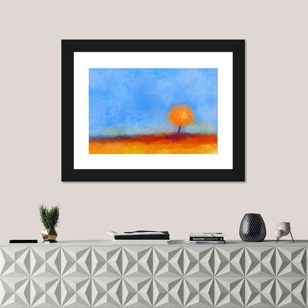 Tree And Field Oil Painting Canvas Wall Art-1 Piece-Framed Print-20" x 16"-Tiaracle