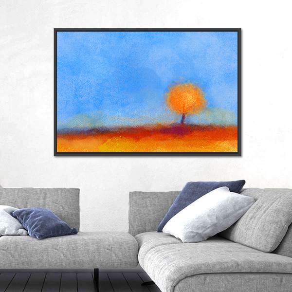 Tree And Field Oil Painting Canvas Wall Art-3 Horizontal-Gallery Wrap-25" x 16"-Tiaracle