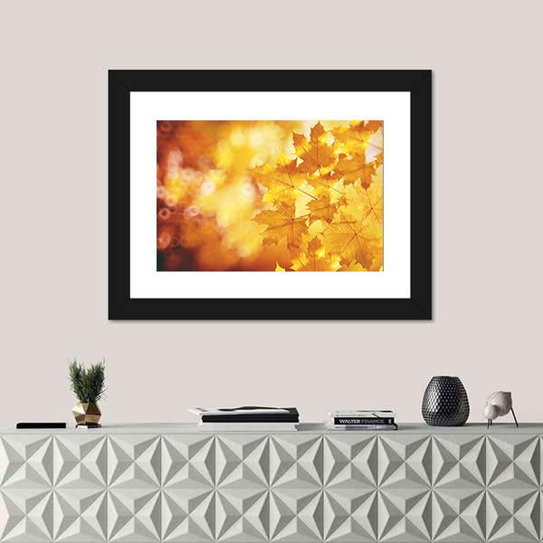 Tree Branch With Autumn Leaves Of A Maple Canvas Wall Art-1 Piece-Framed Print-20" x 16"-Tiaracle