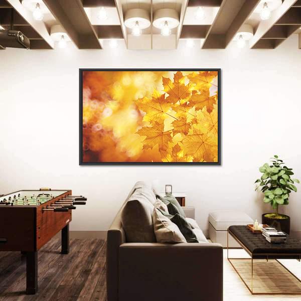 Tree Branch With Autumn Leaves Of A Maple Canvas Wall Art-3 Horizontal-Gallery Wrap-25" x 16"-Tiaracle