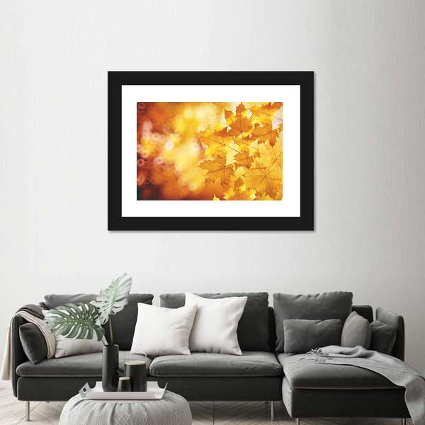 Tree Branch With Autumn Leaves Of A Maple Canvas Wall Art-3 Horizontal-Gallery Wrap-25" x 16"-Tiaracle