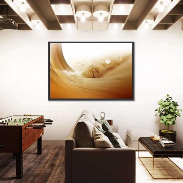 Tree In The Desert Canvas Wall Art-3 Horizontal-Gallery Wrap-25" x 16"-Tiaracle