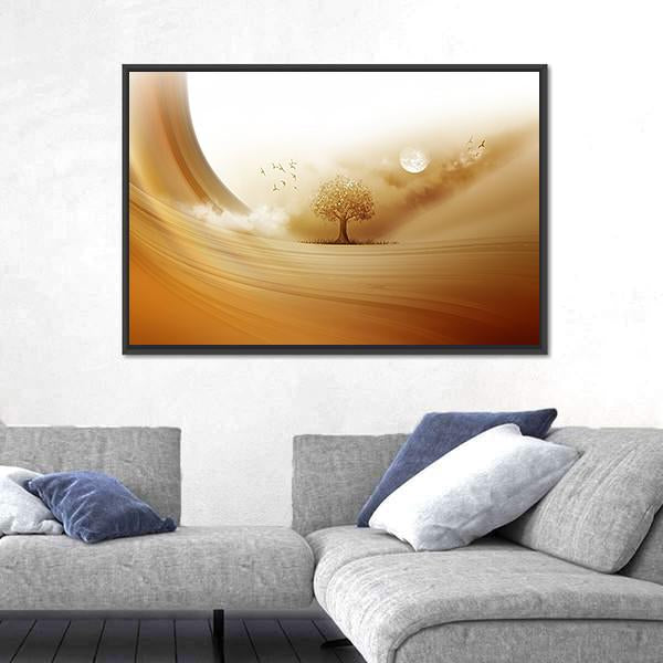 Tree In The Desert Canvas Wall Art-3 Horizontal-Gallery Wrap-25" x 16"-Tiaracle