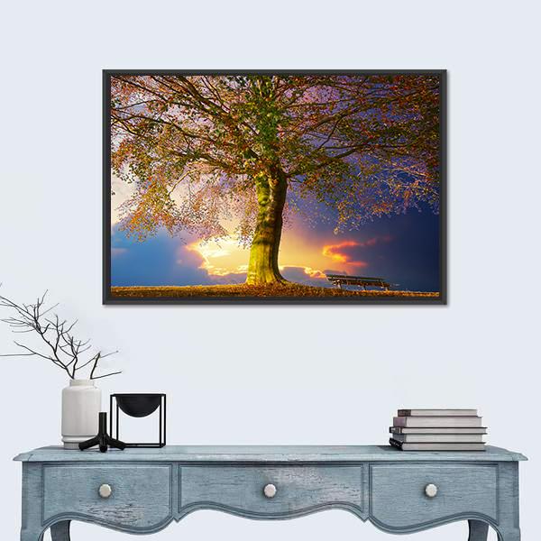 Tree In The Park Canvas Wall Art-1 Piece-Floating Frame-24" x 16"-Tiaracle