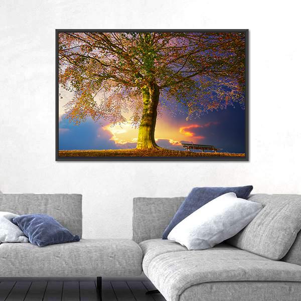 Tree In The Park Canvas Wall Art-5 Horizontal-Gallery Wrap-22" x 12"-Tiaracle
