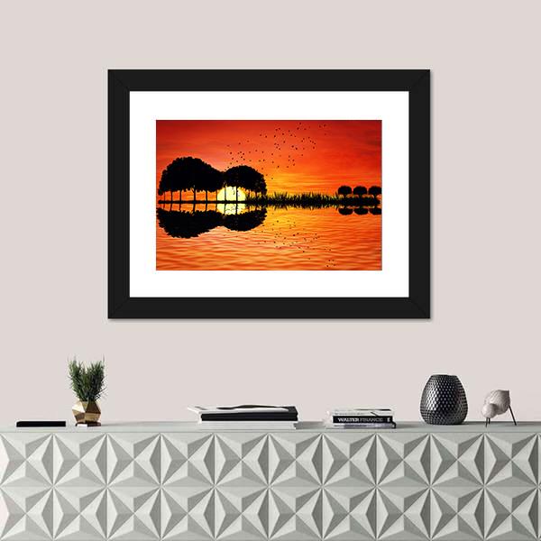 Trees Arranged In A Shape Of A Guitar Canvas Wall Art-1 Piece-Framed Print-20" x 16"-Tiaracle