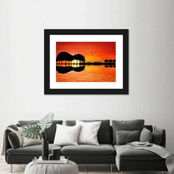 Trees Arranged In A Shape Of A Guitar Canvas Wall Art-3 Horizontal-Gallery Wrap-25" x 16"-Tiaracle