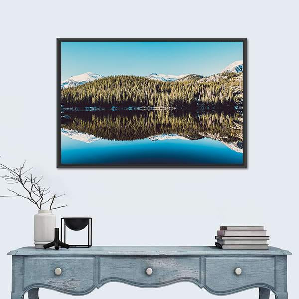 Trees Reflection In Bear Lake Canvas Wall Art-1 Piece-Floating Frame-24" x 16"-Tiaracle