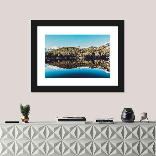 Trees Reflection In Bear Lake Canvas Wall Art-1 Piece-Framed Print-20" x 16"-Tiaracle