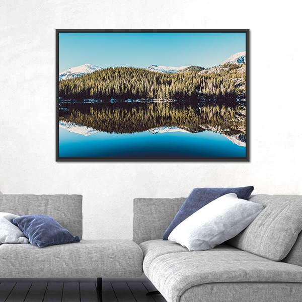 Trees Reflection In Bear Lake Canvas Wall Art-3 Horizontal-Gallery Wrap-25" x 16"-Tiaracle