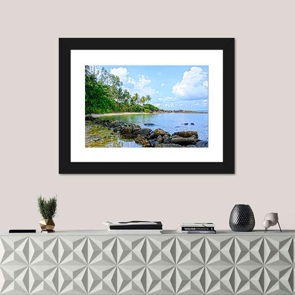 Tropical Beach In Seychelles Canvas Wall Art-1 Piece-Framed Print-30" x 20"-Tiaracle