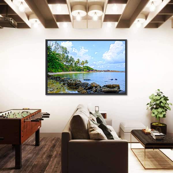 Tropical Beach In Seychelles Canvas Wall Art-5 Horizontal-Gallery Wrap-22" x 12"-Tiaracle