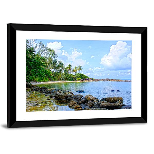 Tropical Beach In Seychelles Canvas Wall Art-5 Horizontal-Gallery Wrap-22" x 12"-Tiaracle