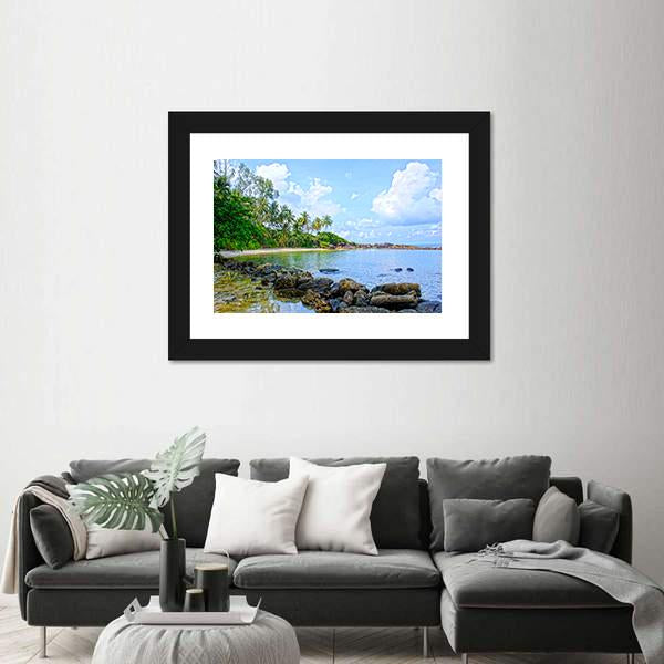 Tropical Beach In Seychelles Canvas Wall Art-5 Horizontal-Gallery Wrap-22" x 12"-Tiaracle