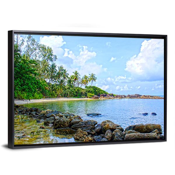 Tropical Beach In Seychelles Canvas Wall Art-5 Horizontal-Gallery Wrap-22" x 12"-Tiaracle