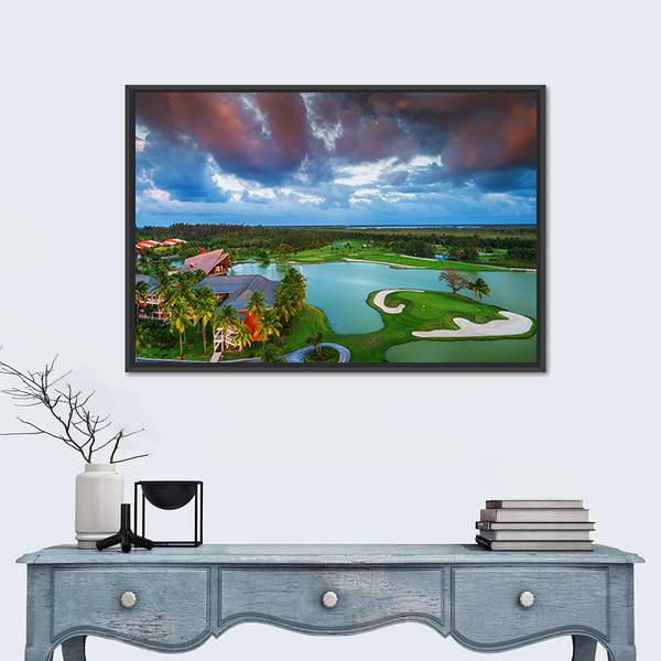 Tropical Golf Course In Dominican Republic Canvas Wall Art-1 Piece-Floating Frame-36" x 24"-Tiaracle
