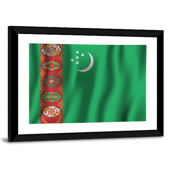 Turkmenistan Waving Flag Canvas Wall Art-5 Horizontal-Gallery Wrap-22" x 12"-Tiaracle